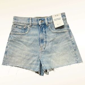 Madewell Perfect Jean Shorts NWT Size 24 Light Wash High Rise Raw Hem Distressed